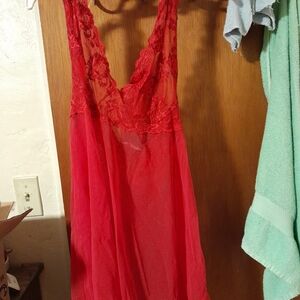 Victoria's Secret Red Lace Chemise Set